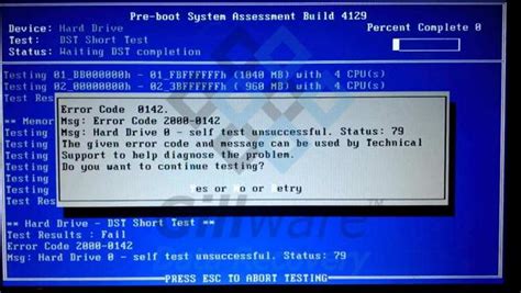 dell hard drive self test unsuccessful status 79|Hard Drive Failed during diagnostic. Error Code 2000.